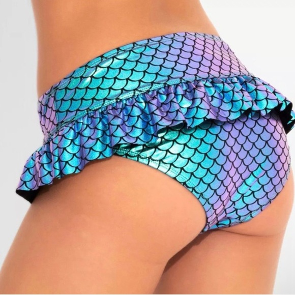Disney Mermaid Scale Ruffle Skirt Swim Bottoms Women's Size M - Picture 2 of 6